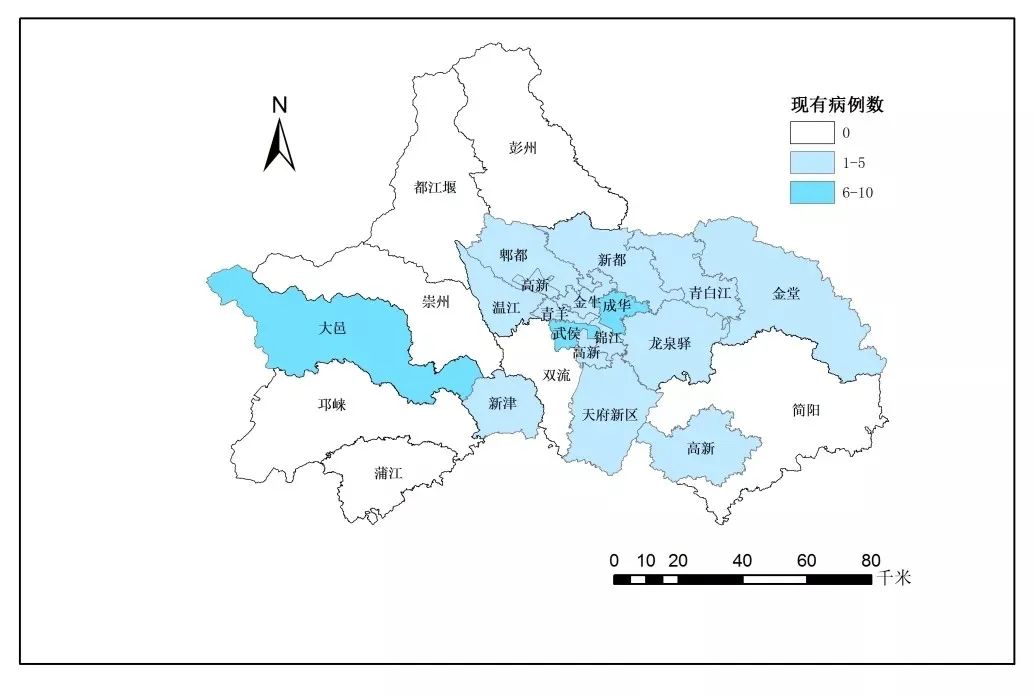 成都市新冠肺炎现有确诊病例疫情地图 (截至2月27日24时) 成都市区(市